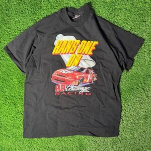 Vintage Fruit of the Loom AP Challenge Racing T-Shirt XL Black Hang One On 90s